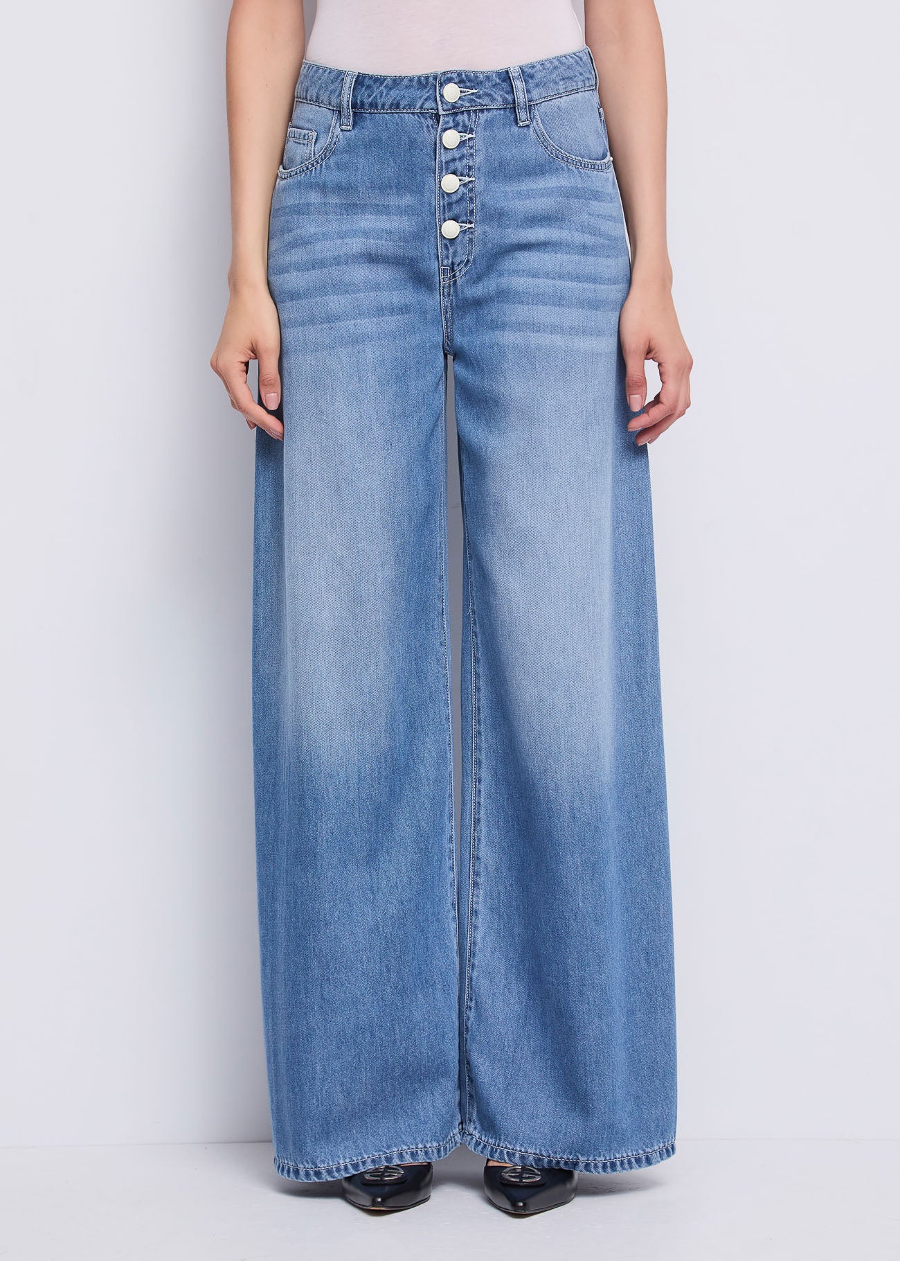 Gaudì Jeans Gamba Dritta con Bottoni Donna