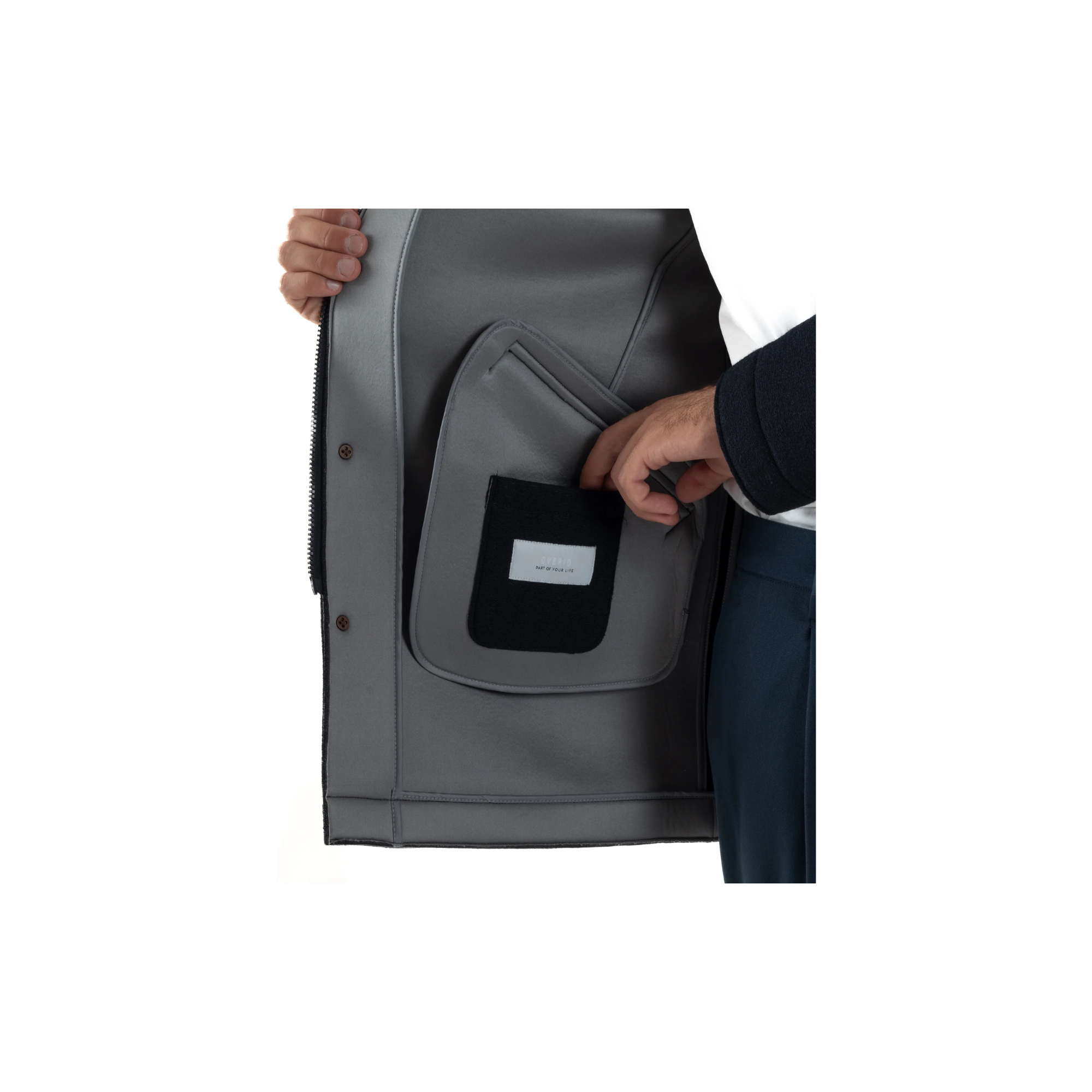 Over D Cappotto Uomo Parka Lungo Cappuccio Tessuto BLU