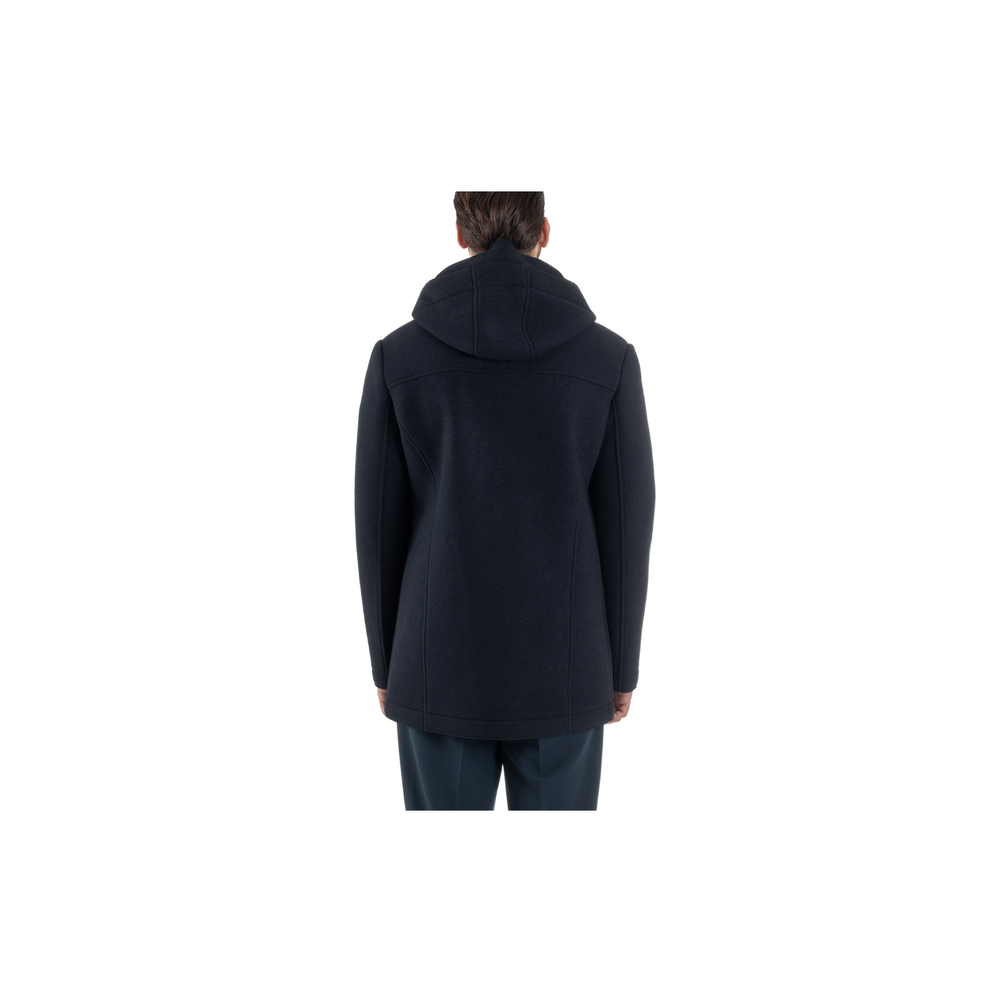 Over D Cappotto Uomo Parka Lungo Cappuccio Tessuto BLU