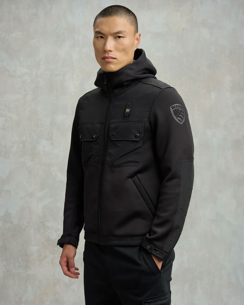 Blauer Felpa con Logo e Zip da Uomo Colore Nero