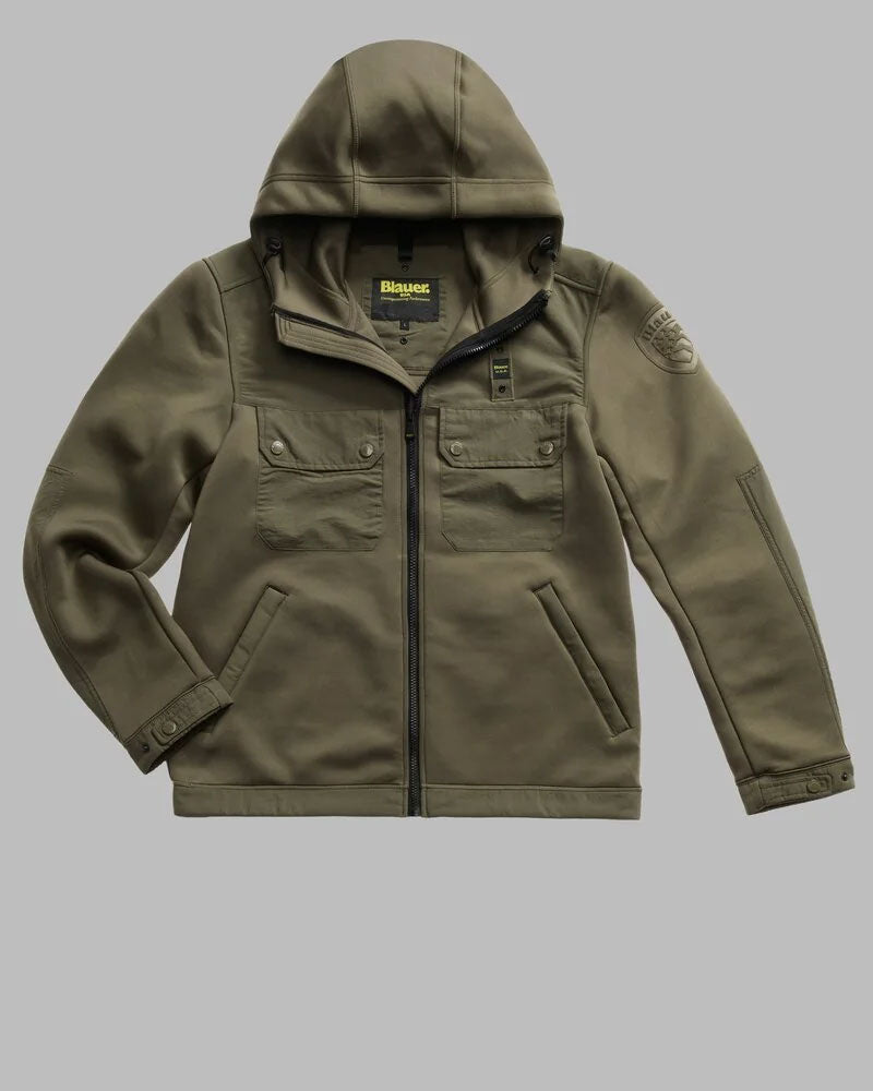 Blauer Felpa con Logo e Zip da Uomo Colore Verde Militare