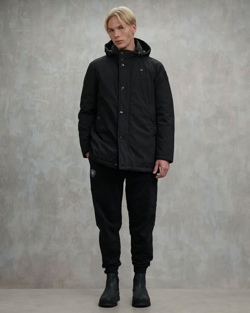 Blauer Giubbino Parka Con Cappuccio Rimovibile Chester da Uomo Colore Nero 3