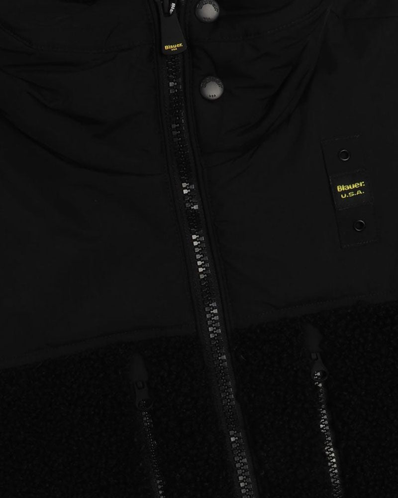 Blauer Giubbino con Cappuccio in Pelliccia Eco Wilcock da Uomo Colore Nero 3