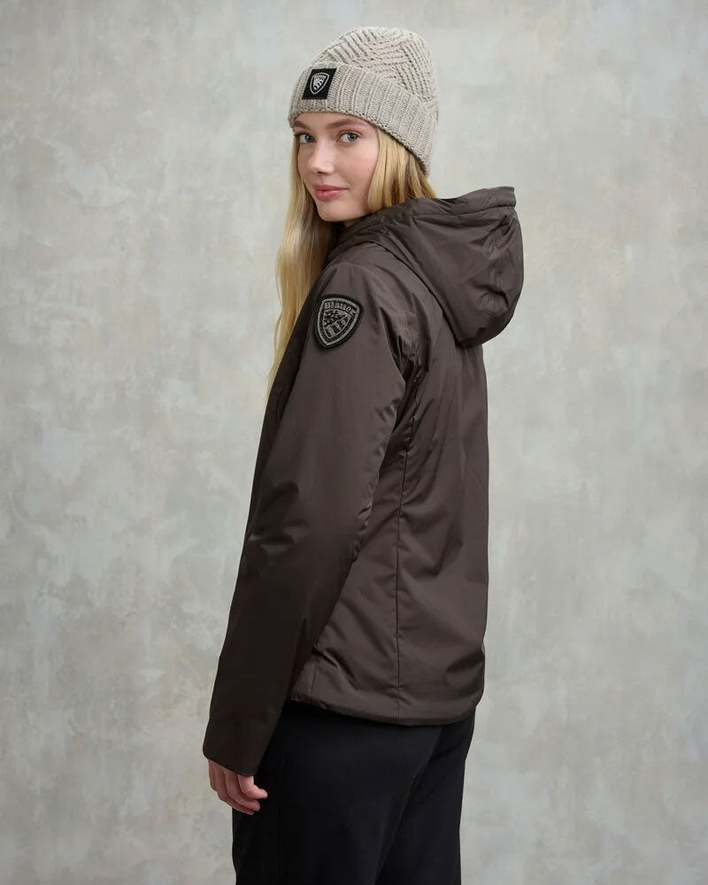 Blauer Giubbino con Interno in Eco Pelliccia Erie da Donna Colore Nero Olivia 4