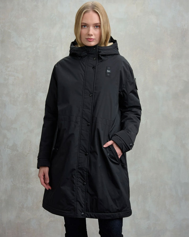 Blauer Parka con Interno in Pelliccia Payne da Donna Colore Nero