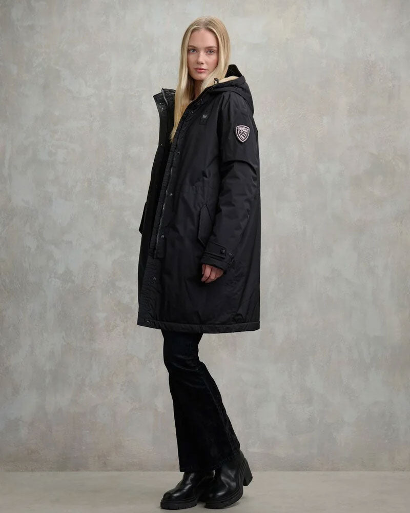 Blauer Parka con Interno in Pelliccia Payne da Donna Colore Nero 3