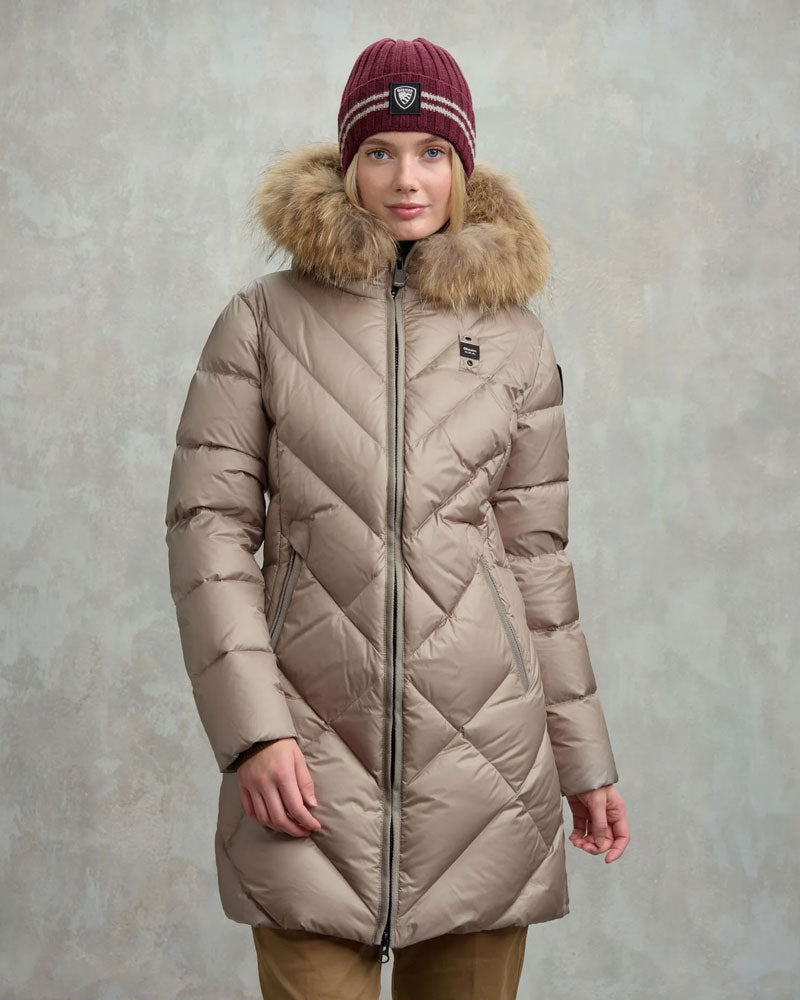 Blauer Piumino Lungo a Linee Geometriche Althea da Donna Colore Beige