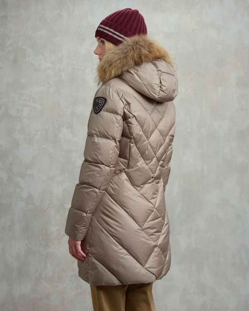 Blauer Piumino Lungo a Linee Geometriche Althea da Donna Colore Beige 4