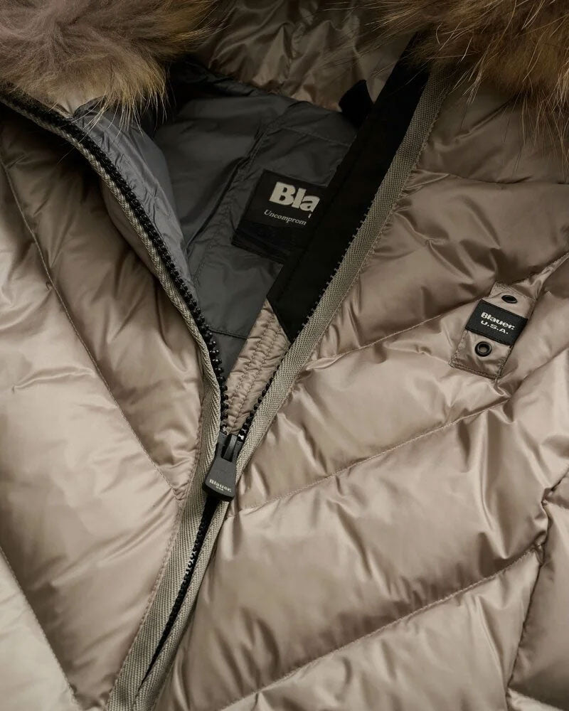 Blauer Piumino Lungo a Linee Geometriche Althea da Donna Colore Beige 5