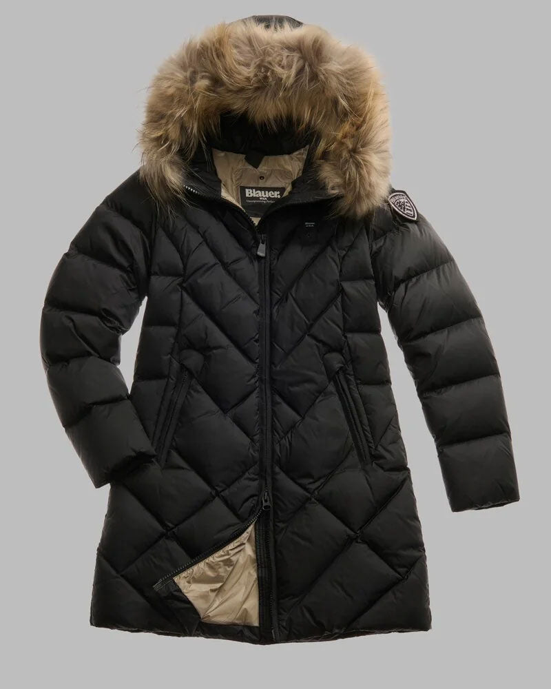 Blauer Piumino Lungo a Linee Geometriche Althea da Donna Colore Nero 2