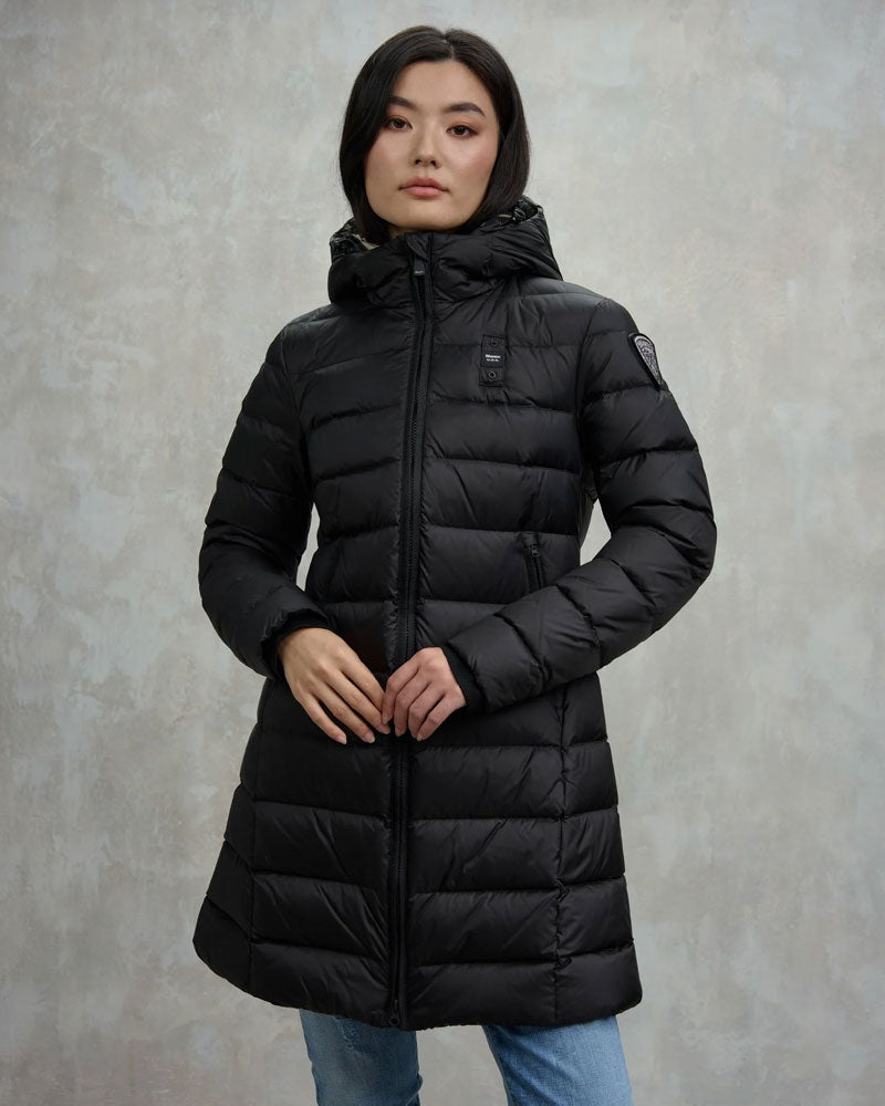 Blauer Piumino Lungo a Righe Agnes da Donna Colore Nero