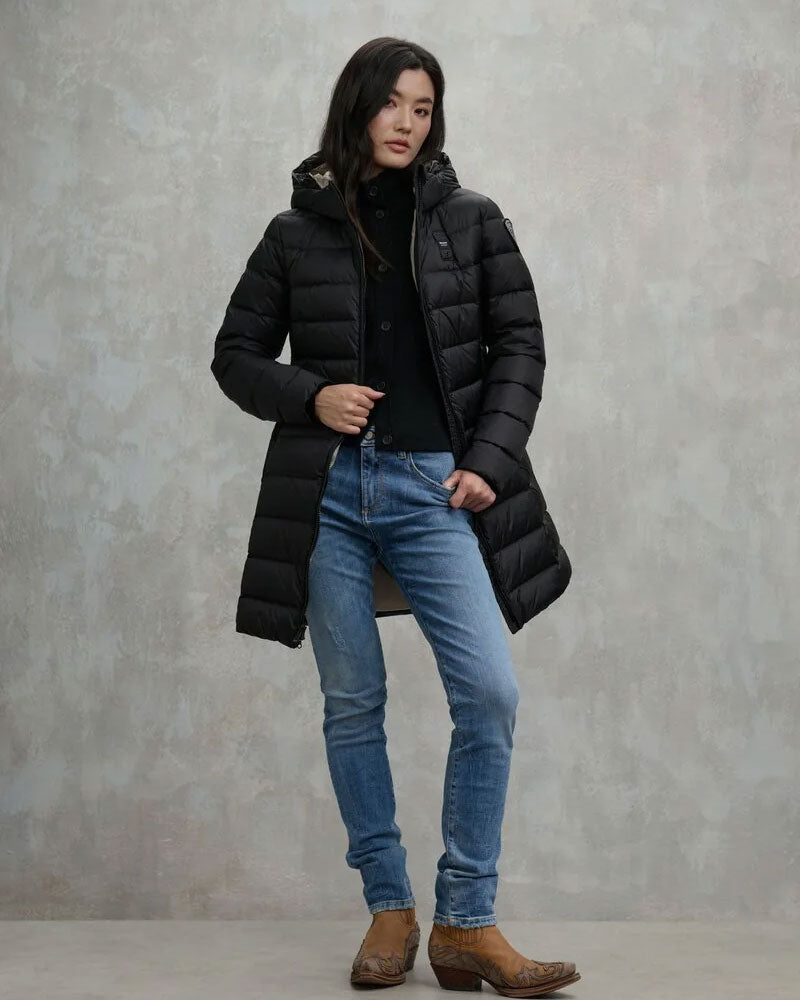 Blauer Piumino Lungo a Righe Agnes da Donna Colore Nero 2