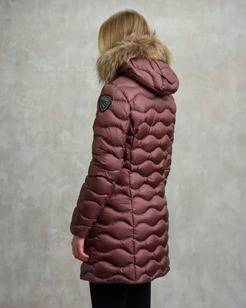Blauer Piumino Lungo ad Onde con Pelliccia Lynel Colore Rosso 4