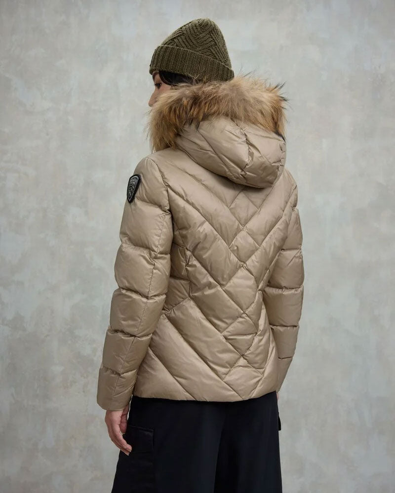 Blauer Piumino a Linee Geometriche Alicia da Donna Colore Beige