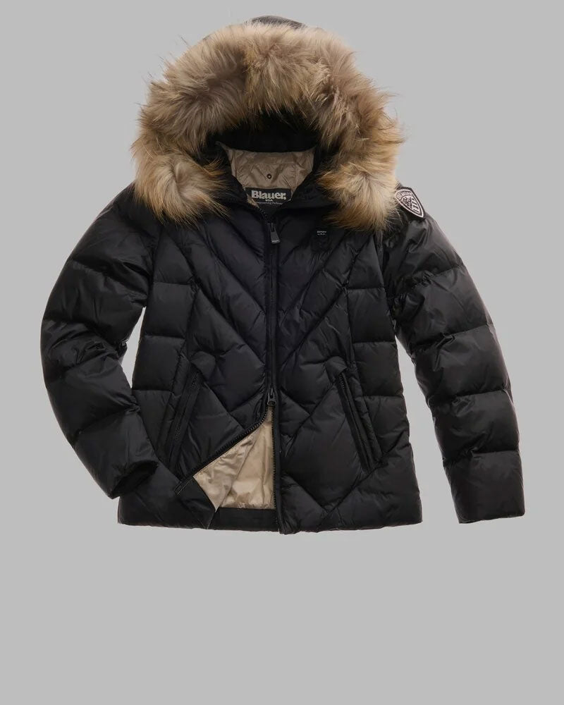 Blauer Piumino a Linee Geometriche Alicia da Donna Colore Nero 2