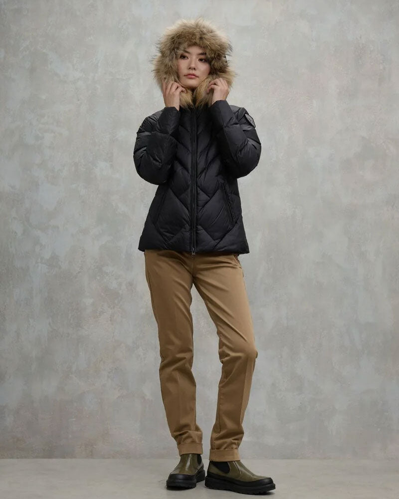 Blauer Piumino a Linee Geometriche Alicia da Donna Colore Nero 3