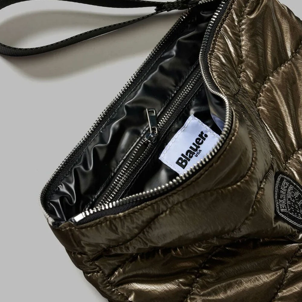 Blauer Pochette Trapuntata Softy con Logo da Donna Colore Mud 3