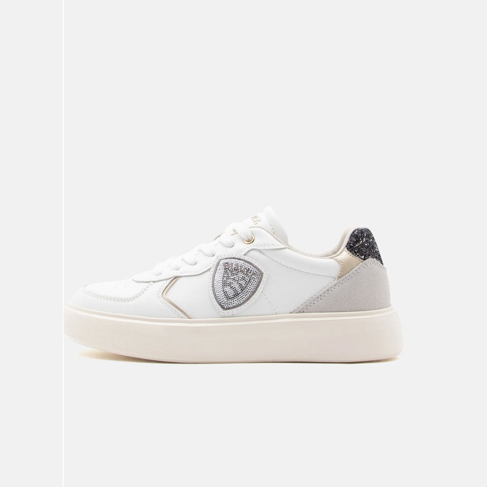 Blauer Sneakers con Logo Glitter da Donna Colore Bianco