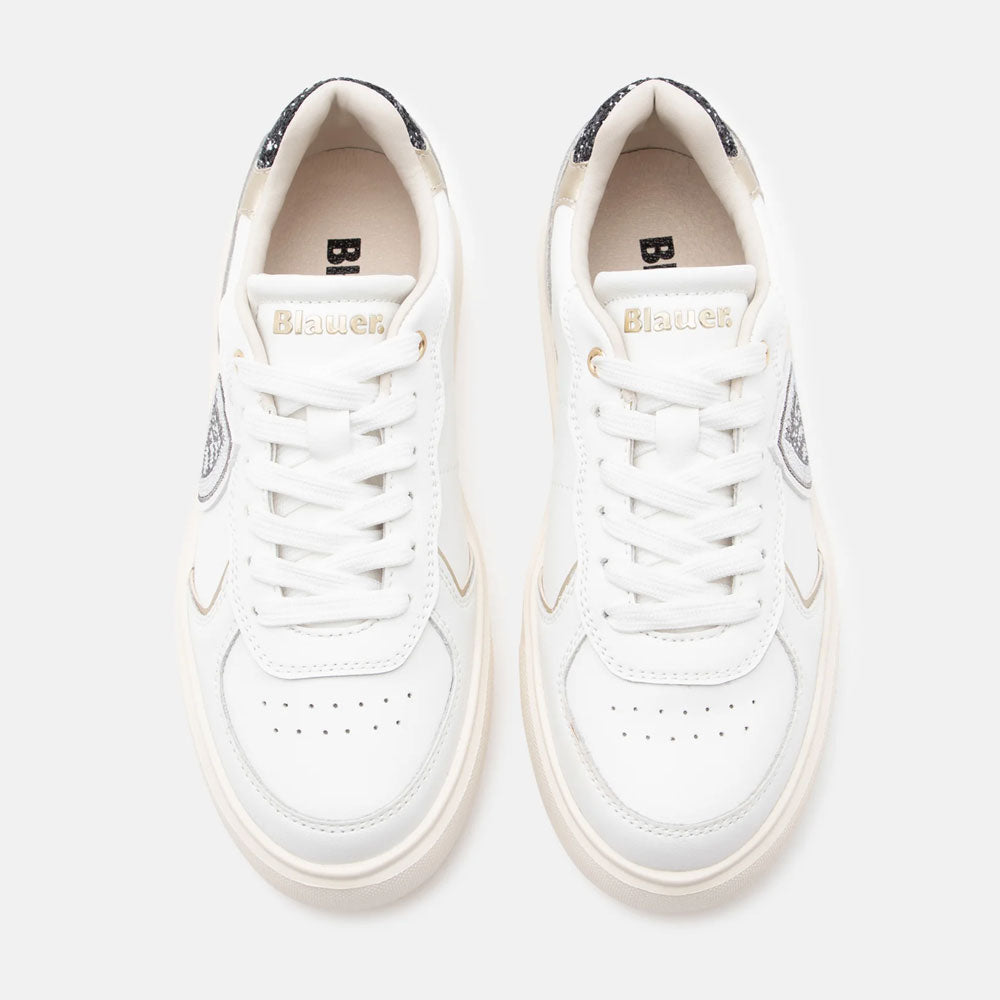 Blauer Sneakers con Logo Glitter da Donna Colore Bianco 2