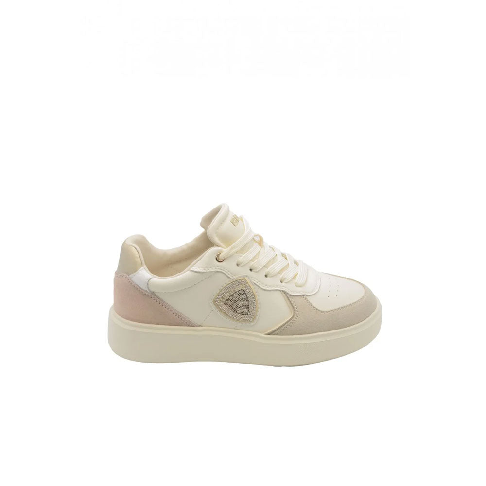 Blauer Sneakers con Logo Glitter da Donna Colore Nude
