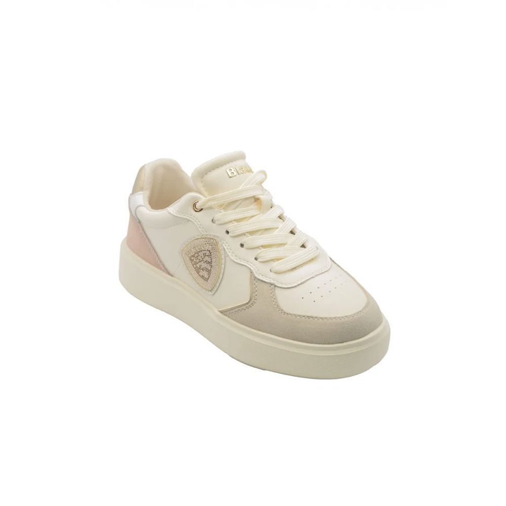 Blauer Sneakers con Logo Glitter da Donna Colore Nude 2