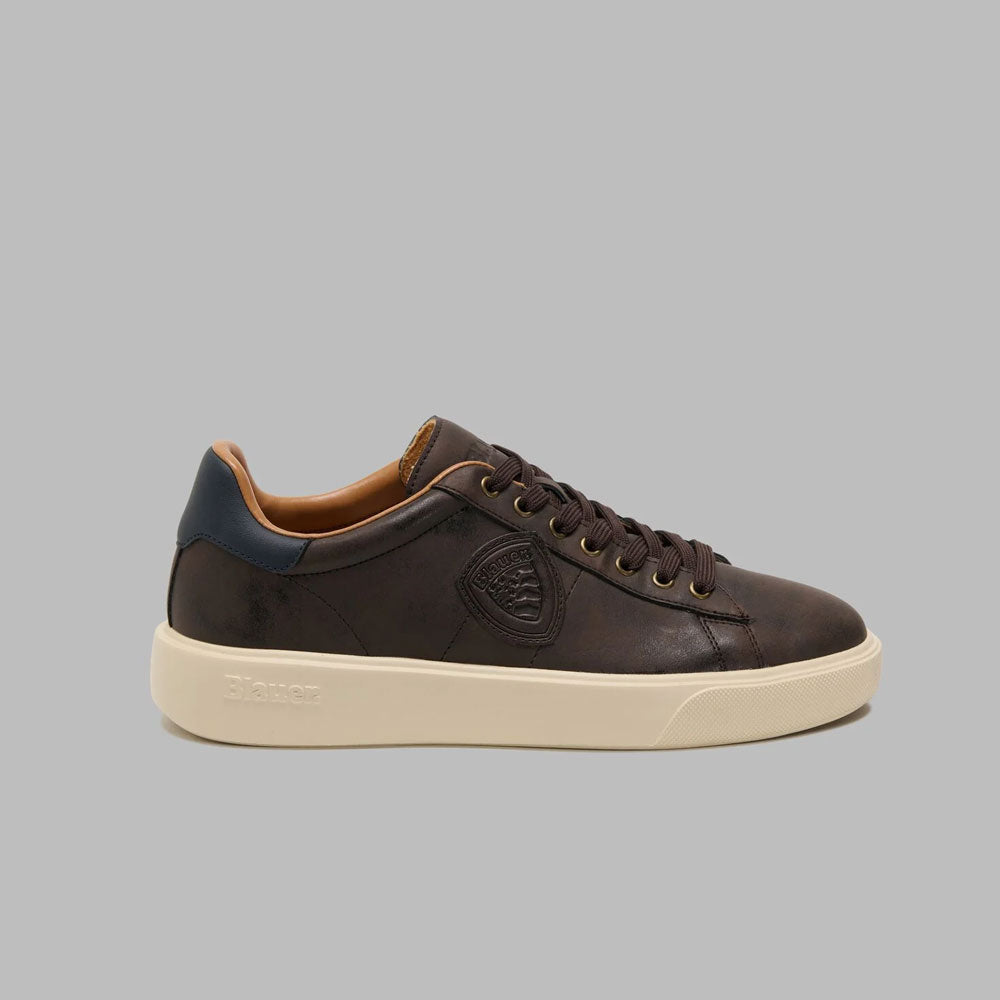 Blauer Sneakers con Logo da Uomo Colore Dark Brown-Navy