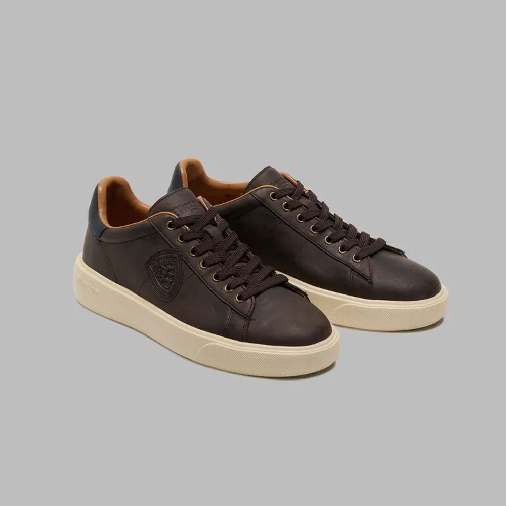 Blauer Sneakers con Logo da Uomo Colore Dark Brown-Navy 2