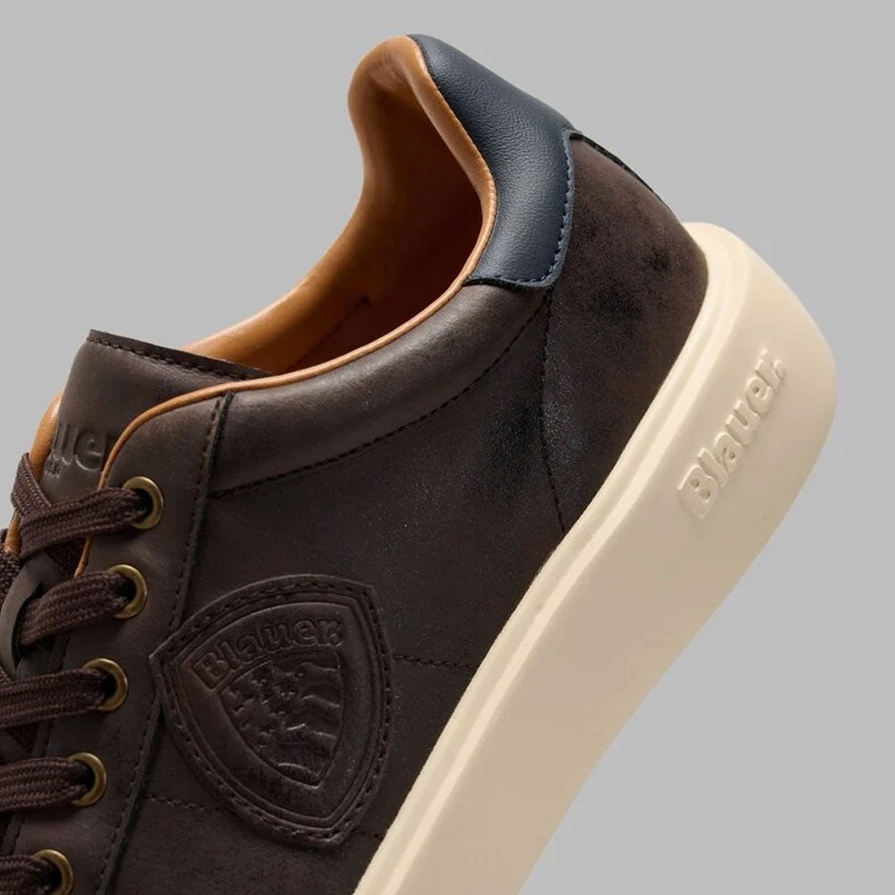 Blauer Sneakers con Logo da Uomo Colore Dark Brown-Navy 4