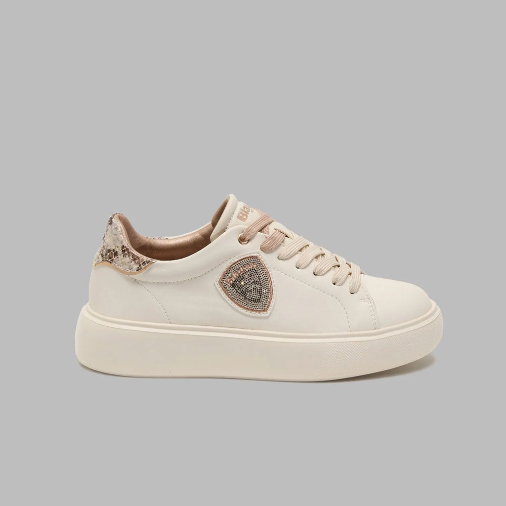 Blauer Sneakers con Logo e Dettaglio Pitonato da Donna Colore Crema