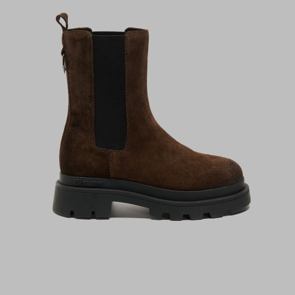 Blauer Stivaletti Chelsea in Camoscio da Donna Colore Marrone Scuro