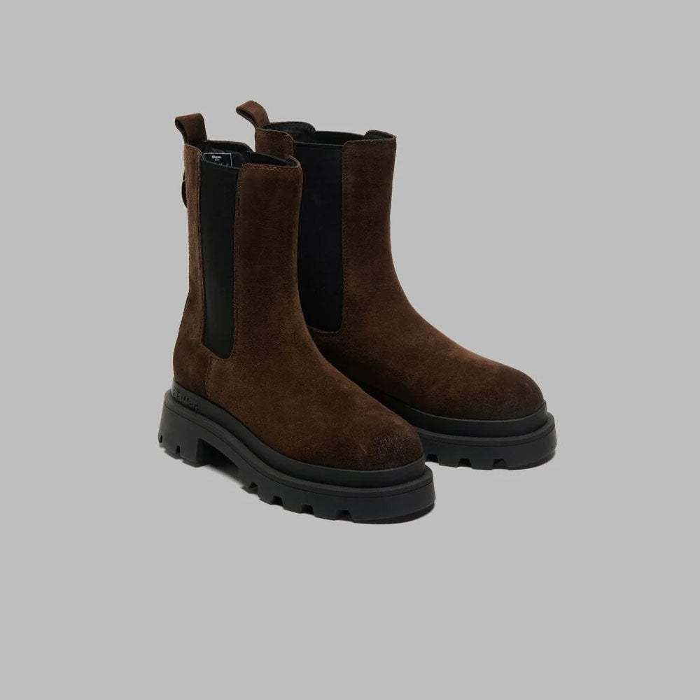 Blauer Stivaletti Chelsea in Camoscio da Donna Colore Marrone Scuro 2