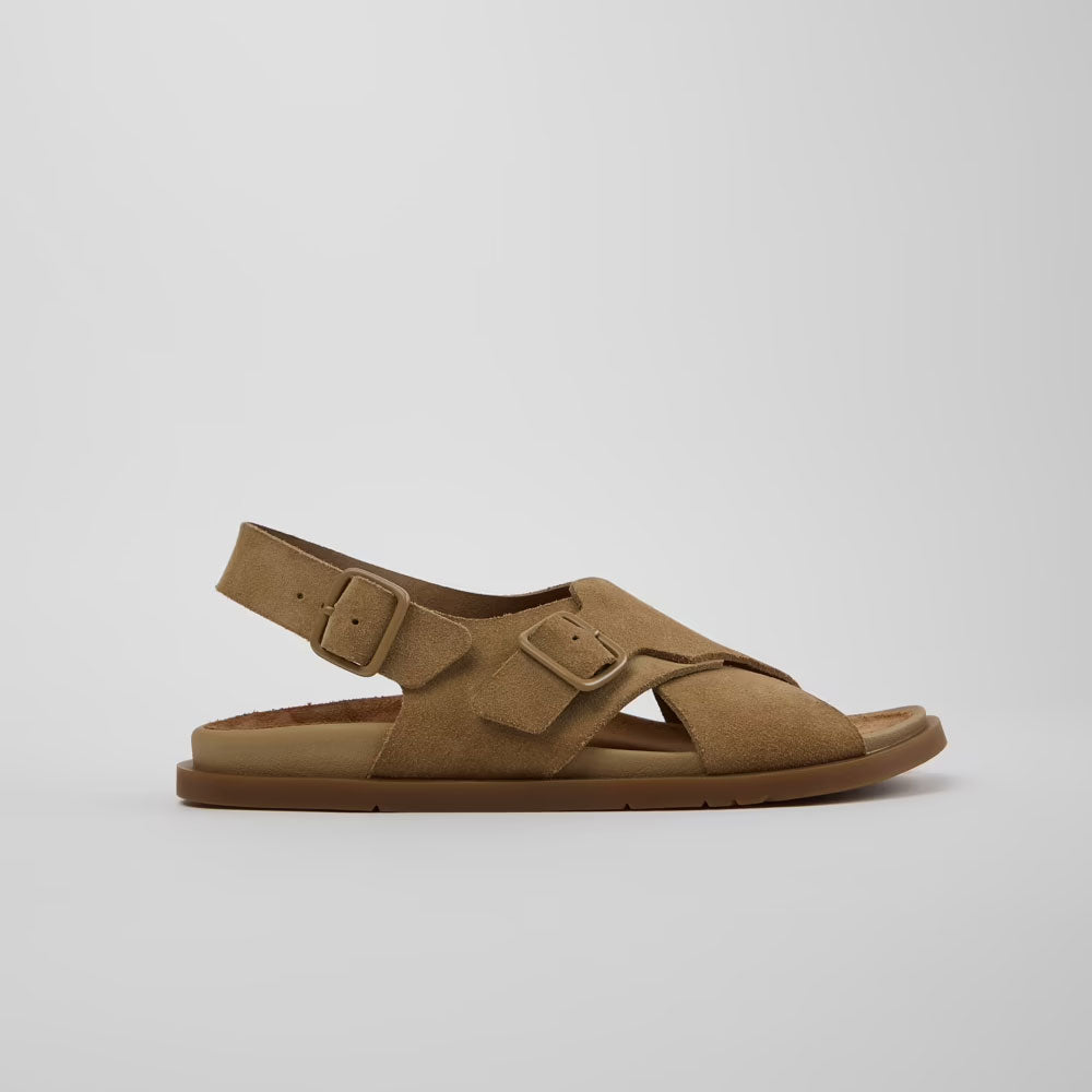 Camper Sandali Lluc in Pelle Scamosciata Colore Marrone