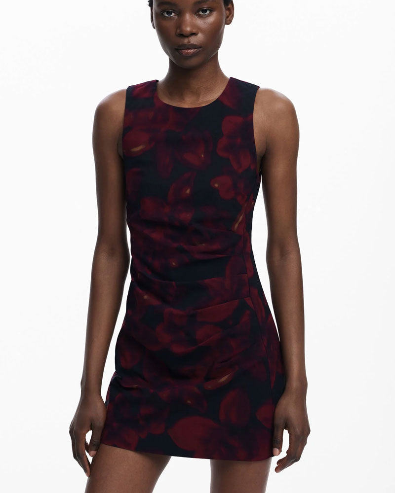 Desigual Abito Scamiciato Arricciato Colore Nero da Donna