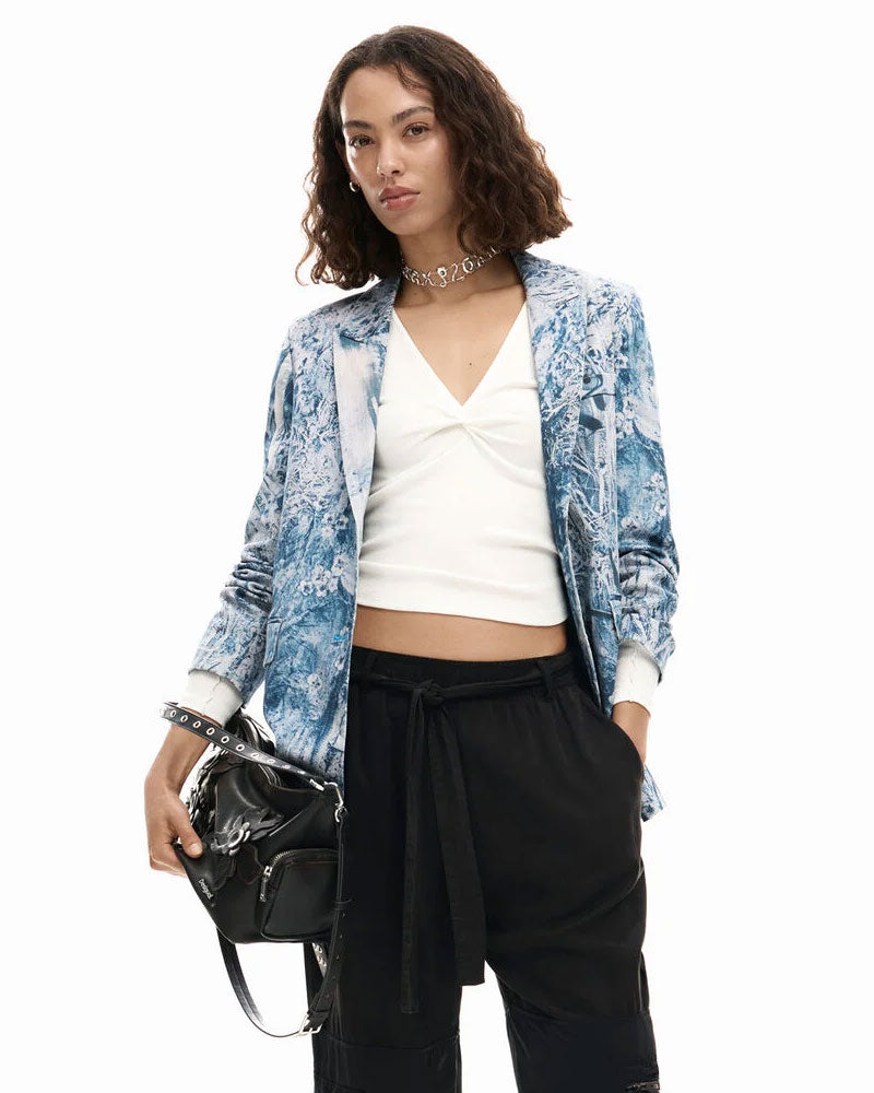 Desigual Blazer Fotografia Colore Blu