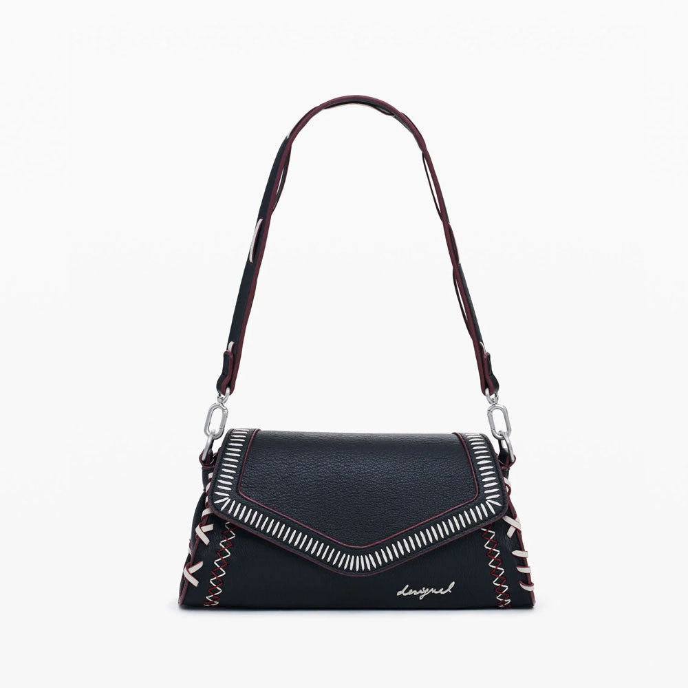 Desigual Borsa Effetto Pelle Cuciture Media Colore Nero