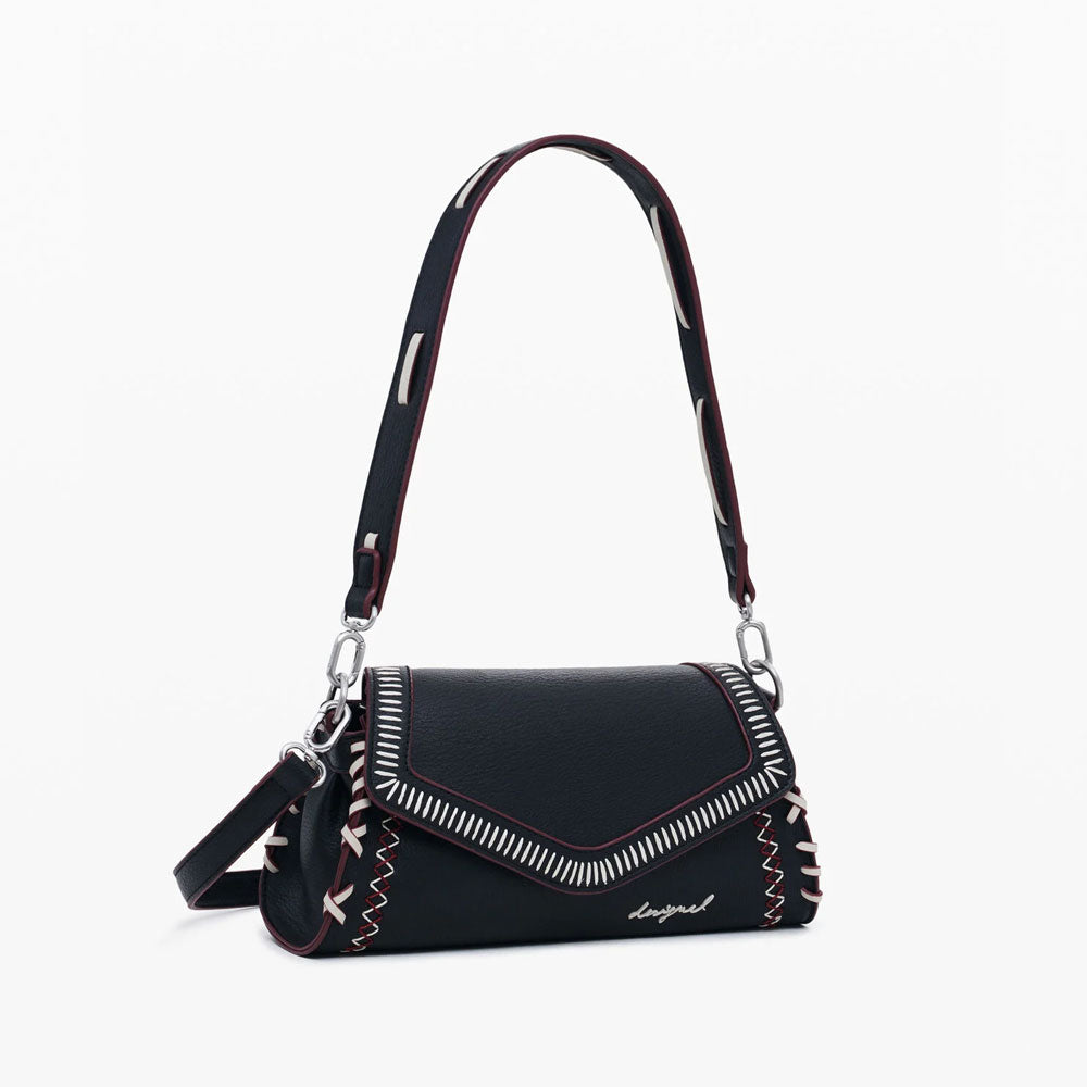 Desigual Borsa Effetto Pelle Cuciture Media Colore Nero