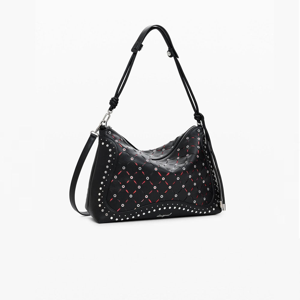 Desigual Borsa Effetto Pelle Traforata Media Colore Nero