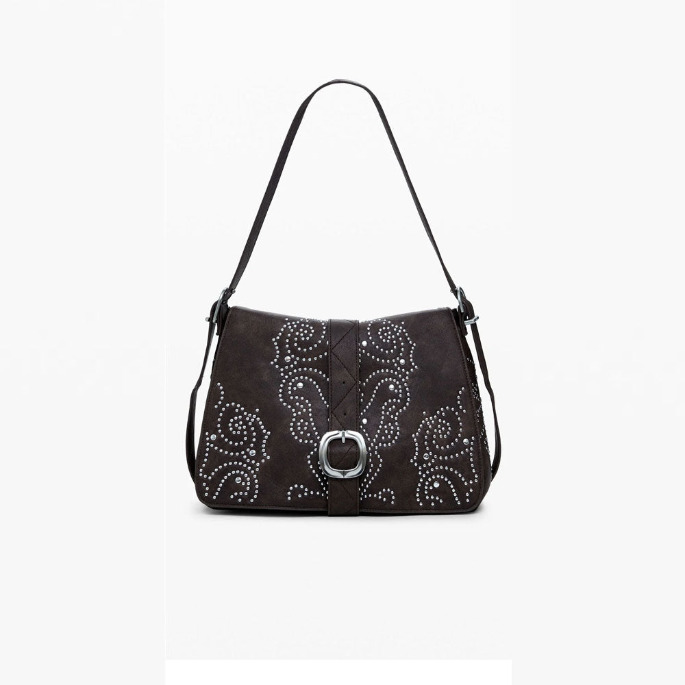 Desigual Borsa Effetto Pelle con Fibbia Media Colore Marrone