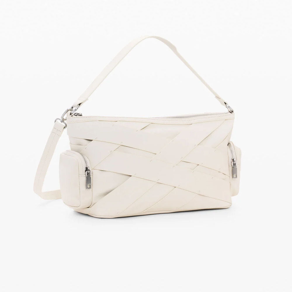 Desigual Borsa Media Intrecciata con Logo Colore Bianco