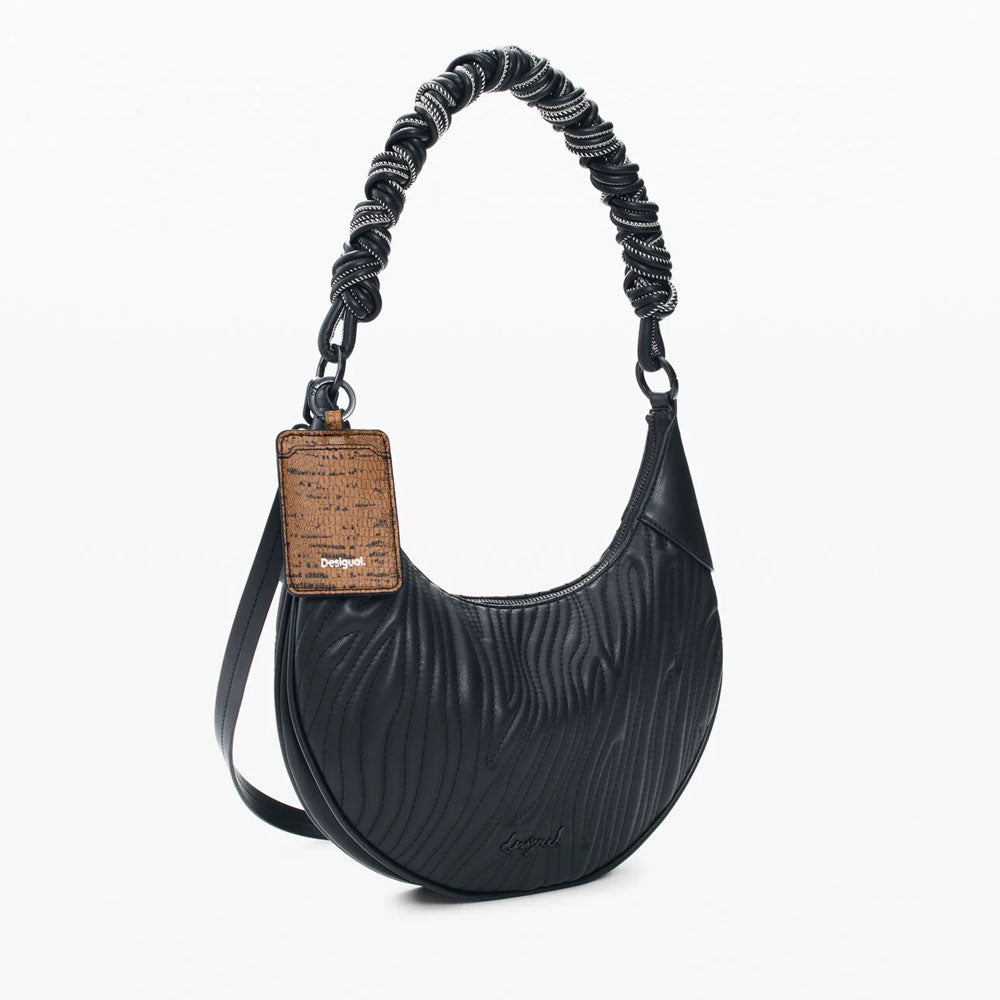 Desigual Borsa Media Ovale in Rilievo Colore Nero