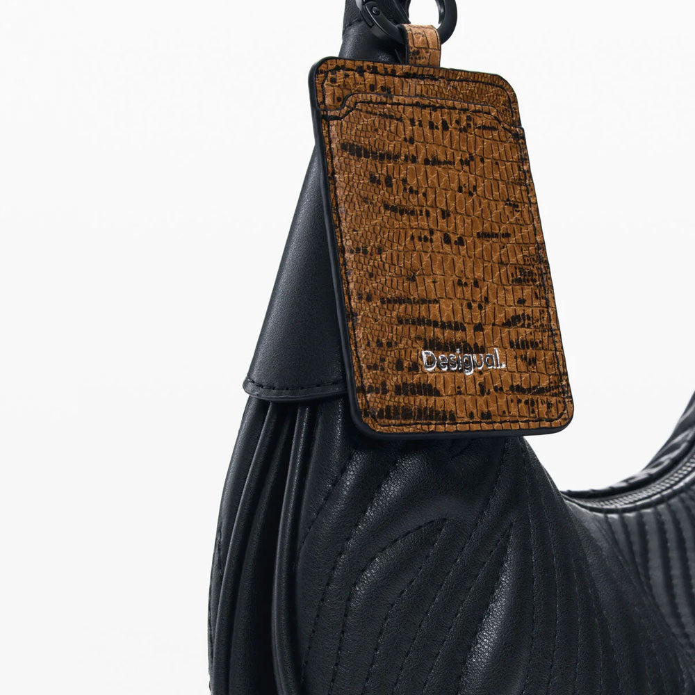 Desigual Borsa Media Ovale in Rilievo Colore Nero