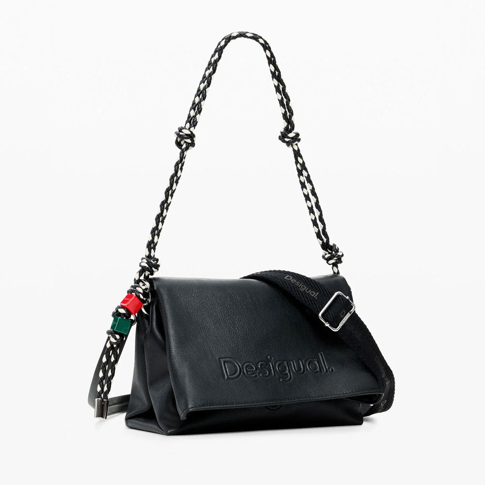 Desigual Borsa Media con Charm Logo Colore Nero