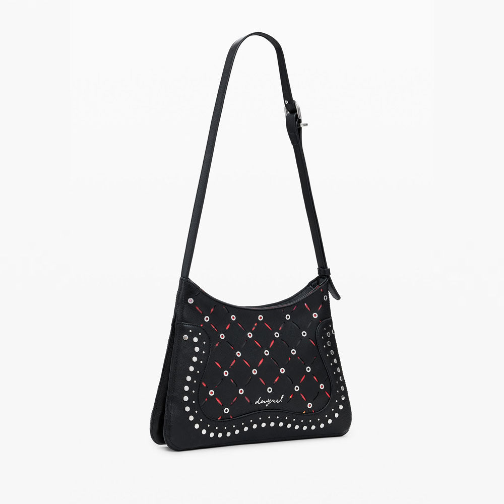 Desigual Borsa Piccola Effetto Pelle Traforata Colore Nero 2