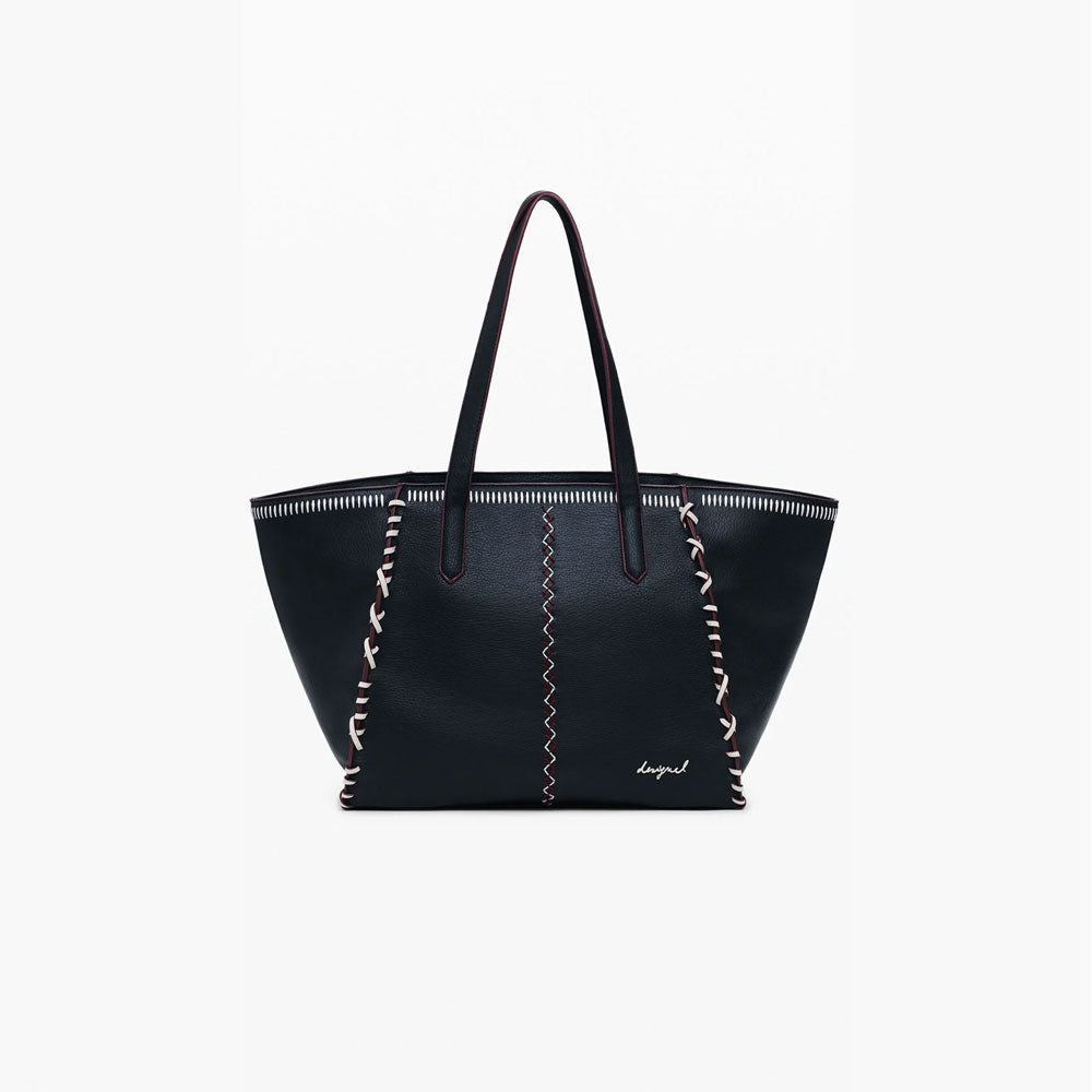 Desigual Borsa Shopper Grande con Cuciture Colore Nero