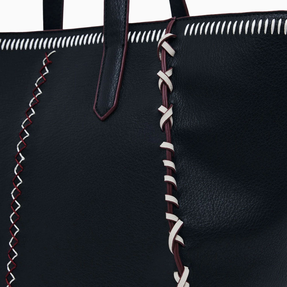 Desigual Borsa Shopper Grande con Cuciture Colore Nero 3