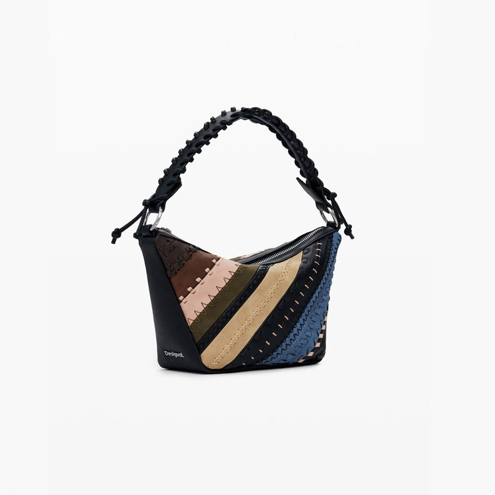 Desigual Borsa a Spalla Patchwork Media Multicolore