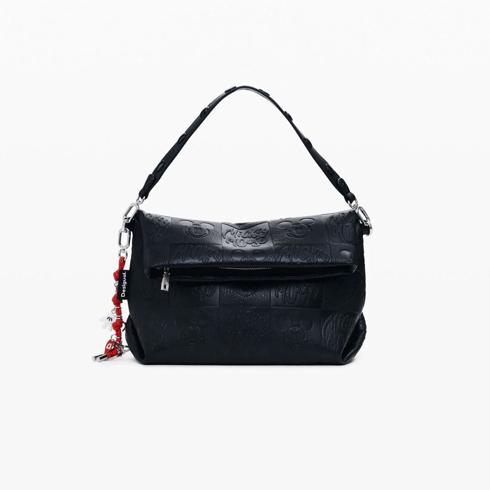 Desigual Borsa a Tracolla Effetto Pelle Mickey Media Colore Nero
