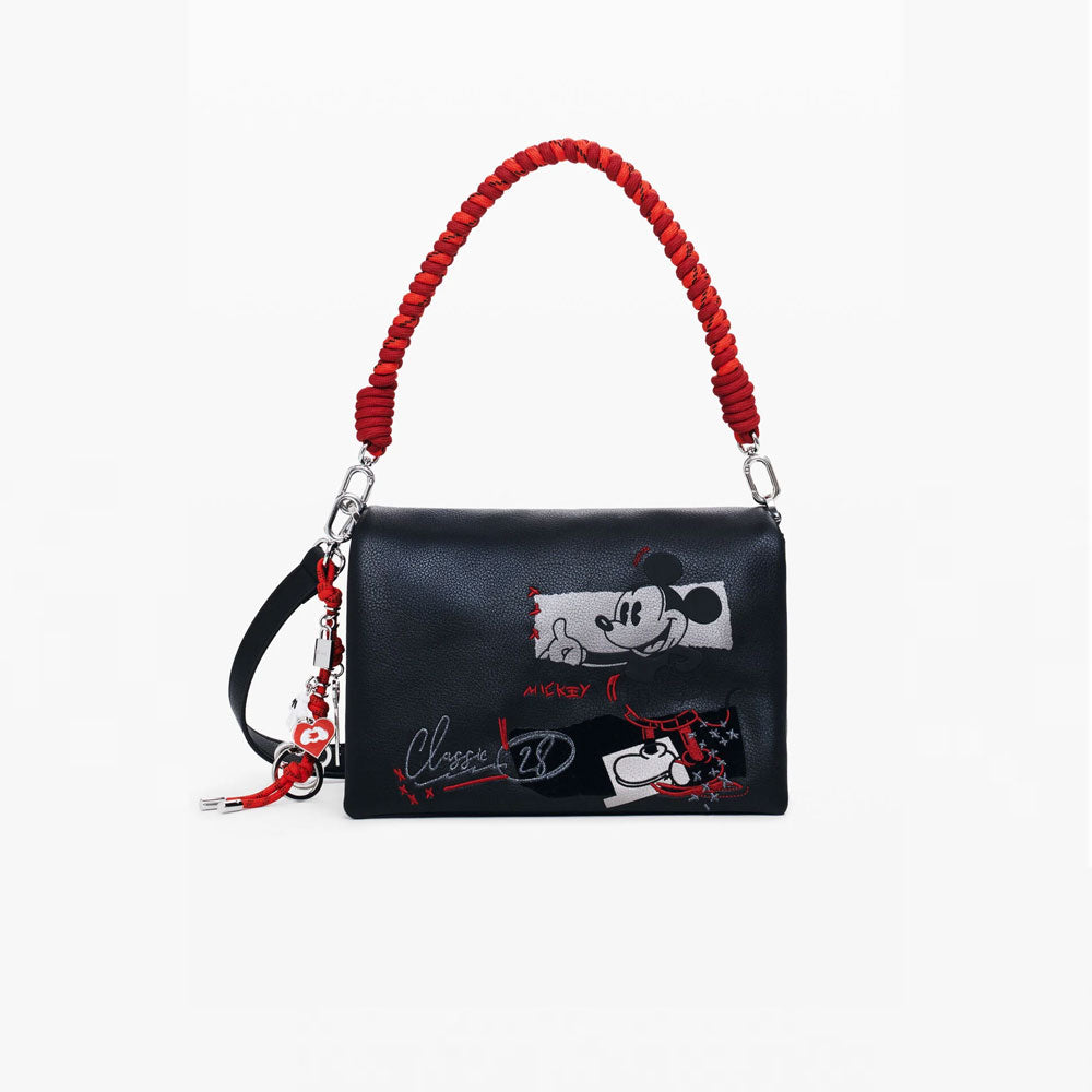 Desigual Borsa a Tracolla Effetto Pelle Mickey Media Con Stampa Colore Nero