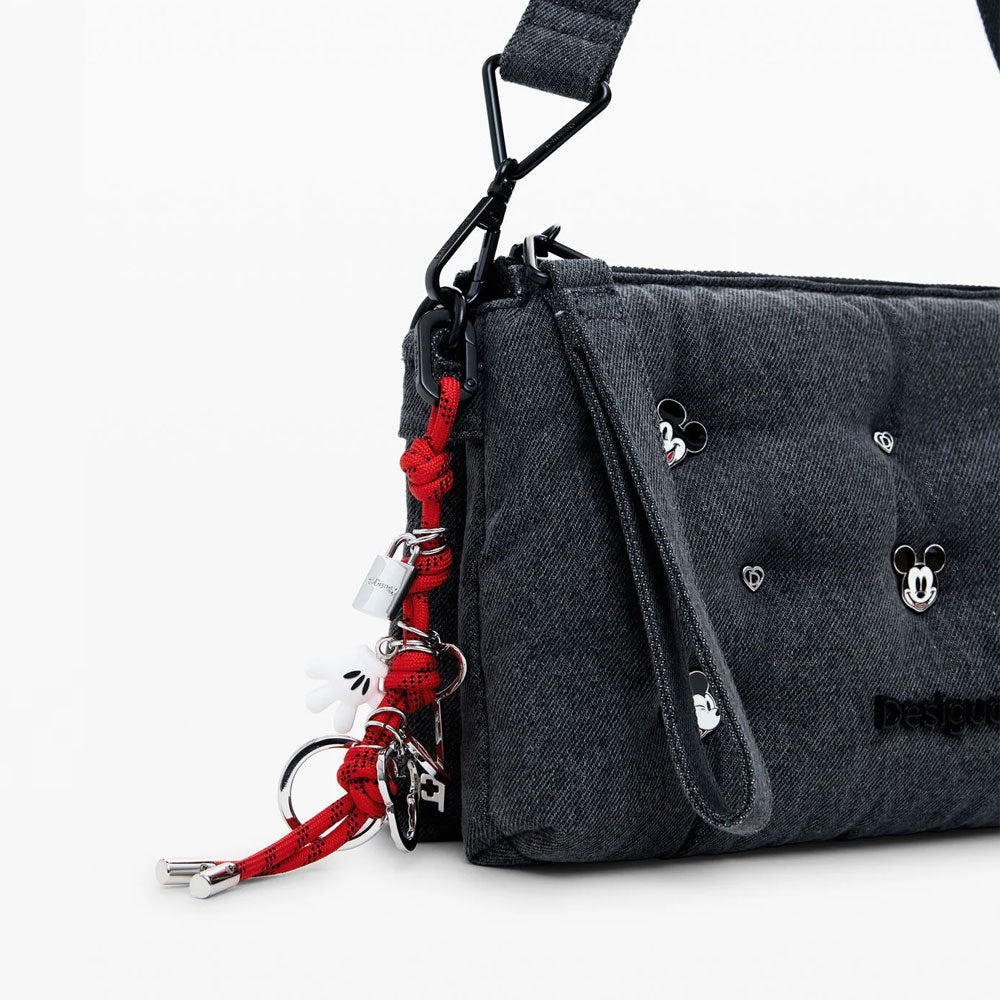 Desigual Borsa a Tracolla in Denim Mickey Media Colore Grigio 3