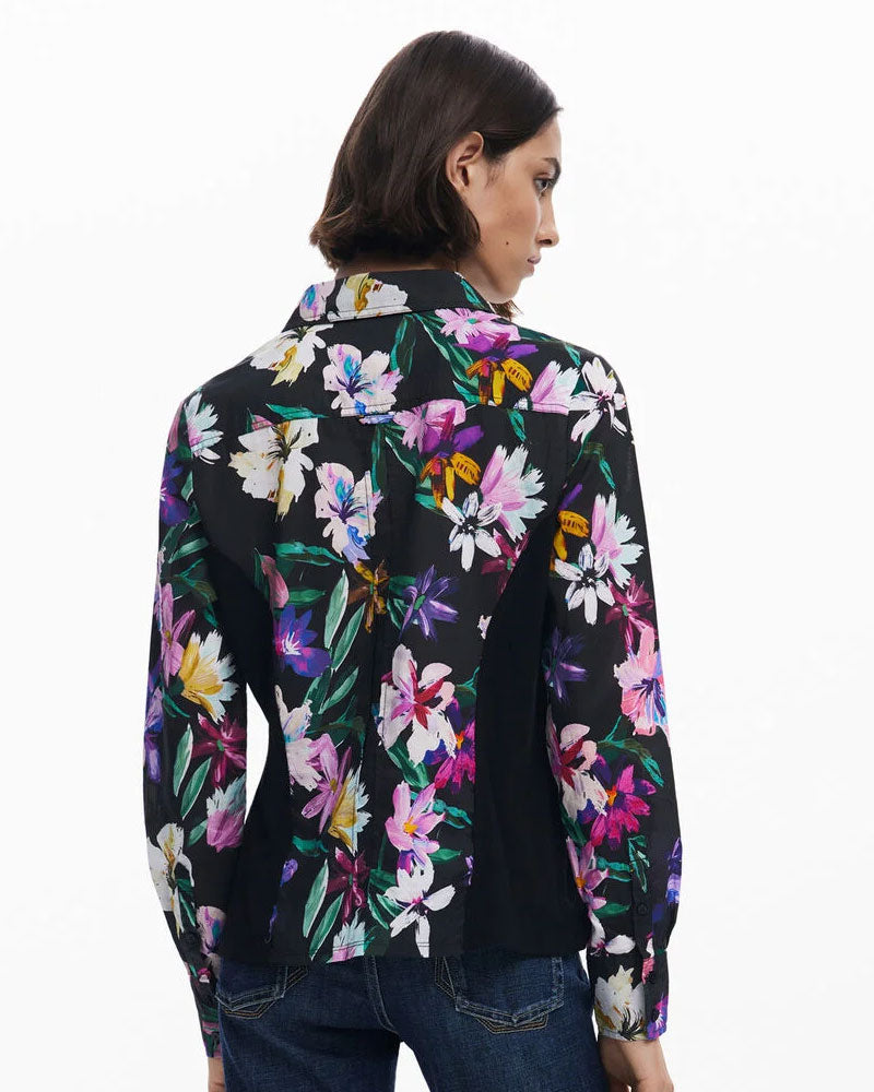Desigual Camicia a Fiori Silhouette Combinata